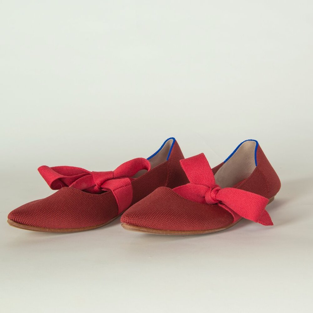 ROTHY’S Shoes Mary Jane Bow Tie Point Toe Flats Red US W8.5 - Picture 12 of 12